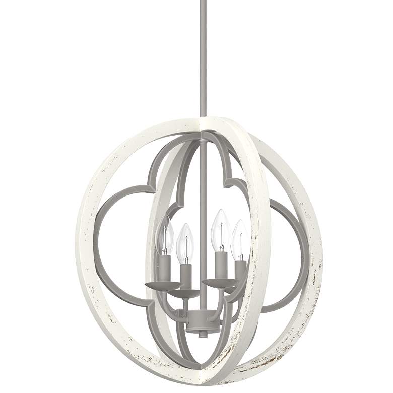 Image 1 Hunter Gablecrest Painted Concrete and Rustic White 4 Light Pendant