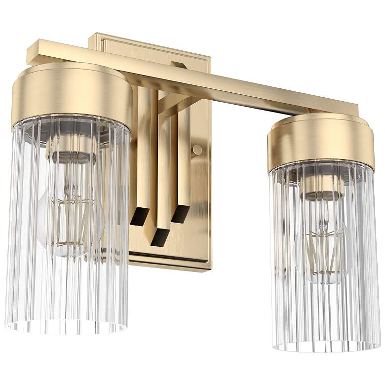 Image 1 Hunter Gatz Alturas Gold with Ribbed Glass 2 Light Vanity