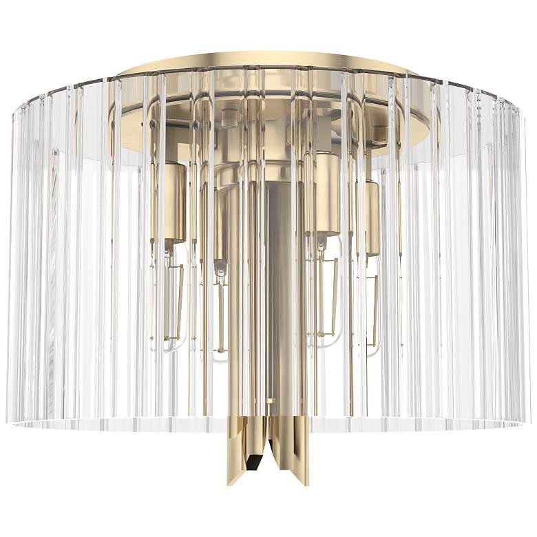Image 1 Hunter Gatz Alturas Gold with Ribbed Glass 4 Light Flush Mount