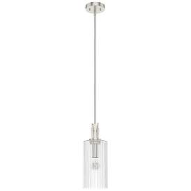 Image1 of Hunter Gatz Brushed Nickel with Ribbed Glass 1 Light Pendant