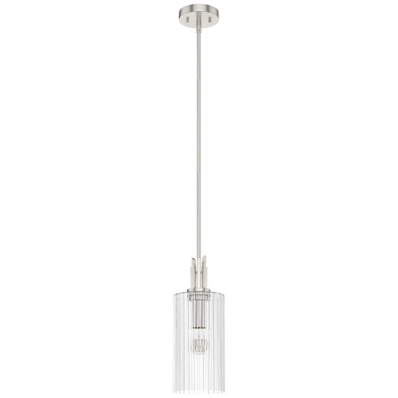 Image 1 Hunter Gatz Brushed Nickel with Ribbed Glass 1 Light Pendant