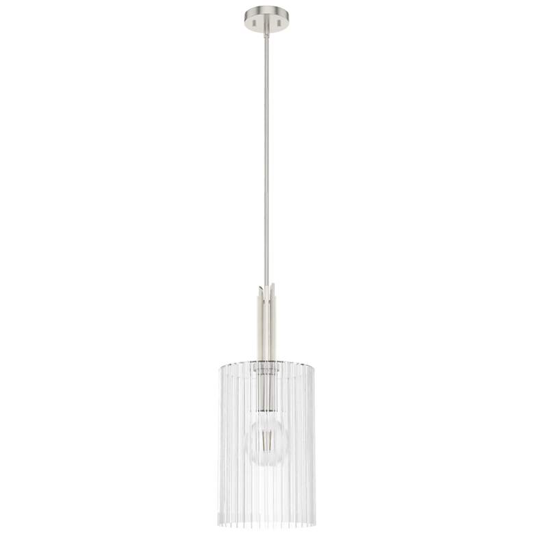 Image 1 Hunter Gatz Brushed Nickel with Ribbed Glass 1 Light Pendant