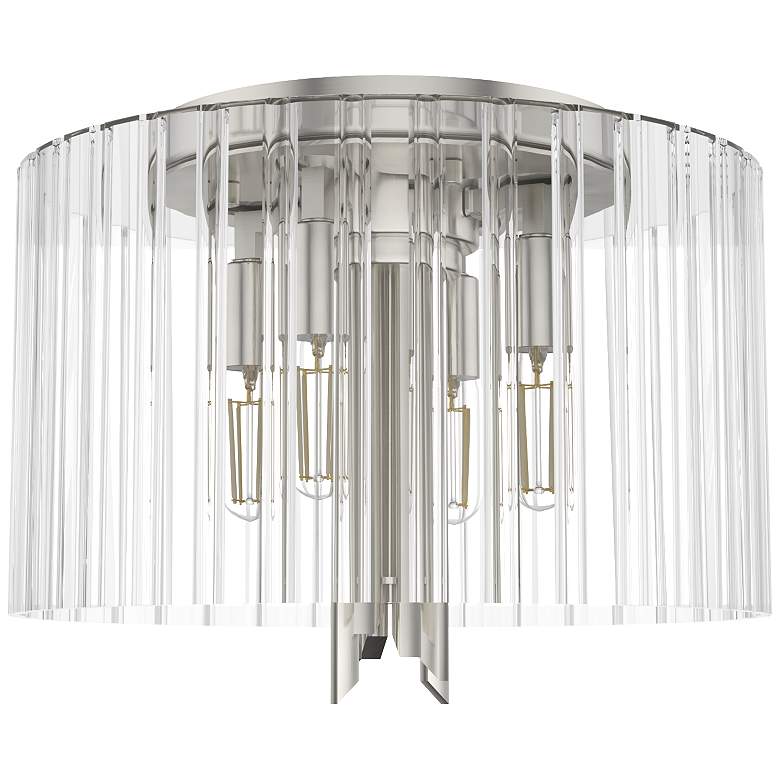 Image 1 Hunter Gatz Brushed Nickel with Ribbed Glass 4 Light Flush Mount