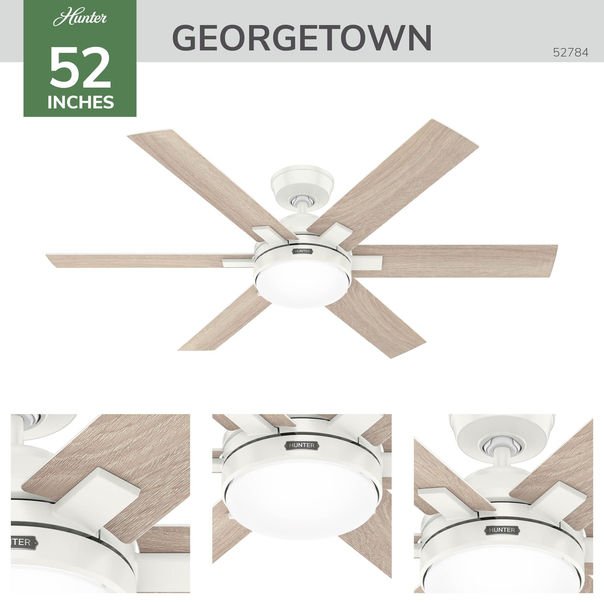 Image 5 Hunter Georgetown LED 52 in Fresh White Hunter Express ENERGY STAR Fan more views