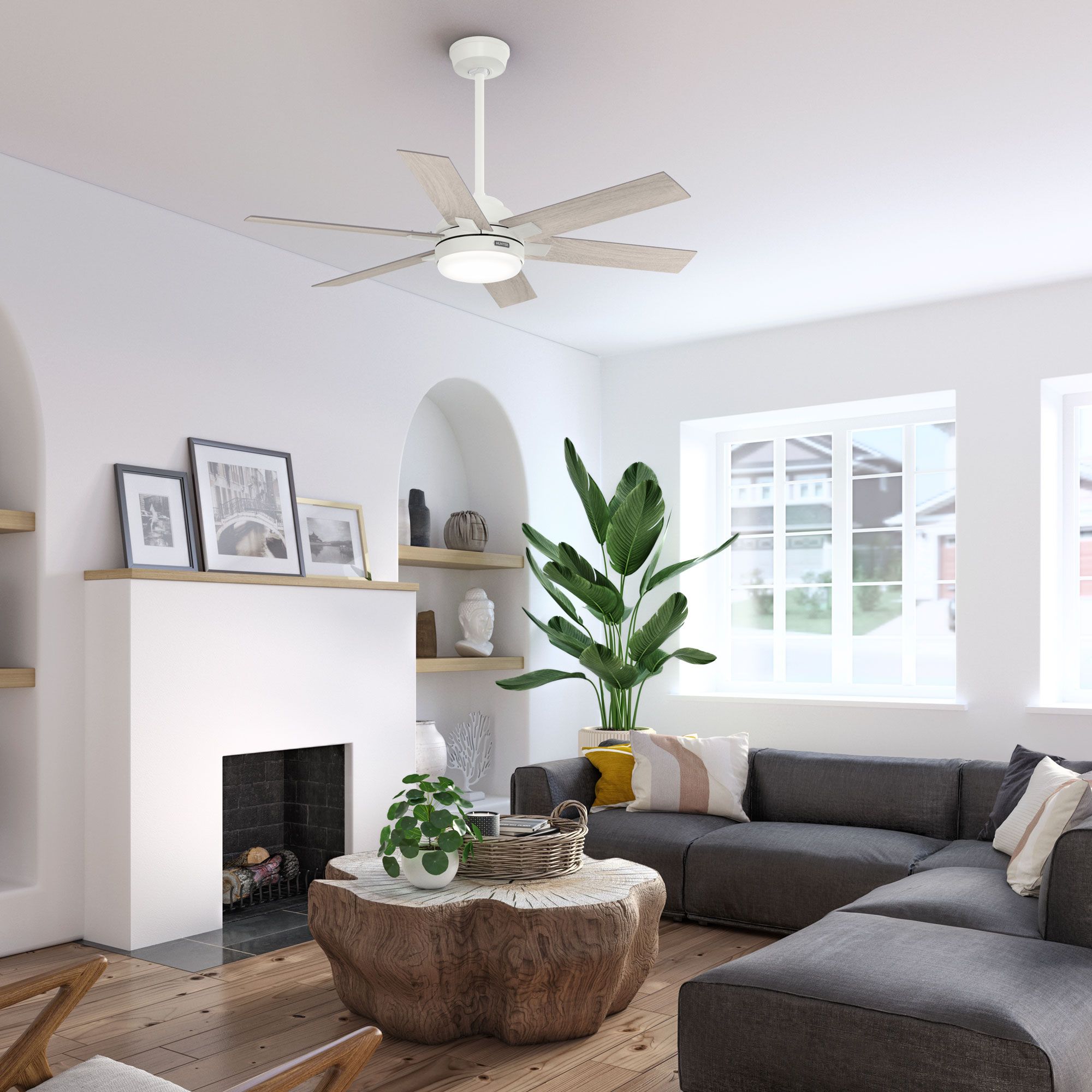 Hunter Georgetown LED 52 in Fresh White Hunter Express ENERGY STAR Fan