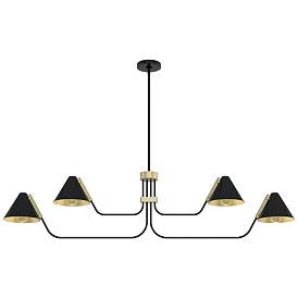 Image1 of Hunter Grove Isle 60" Brass and Matte Black 4-Light Modern Chandelier