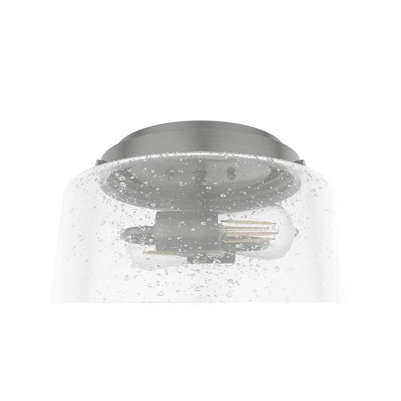 Image 1 Hunter Hartland Brushed Nickel with Seeded Glass 2 Light Flush Mount
