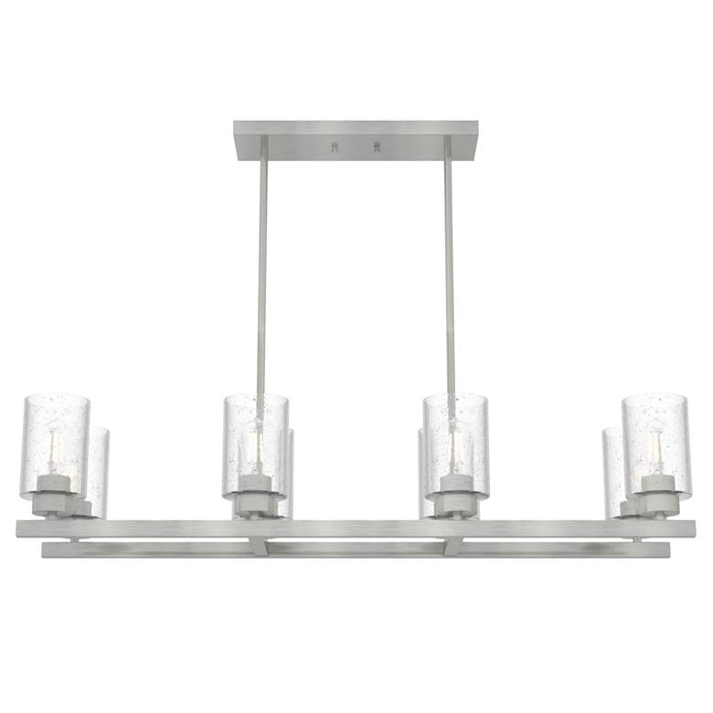 Image 1 Hunter Hartland Brushed Nickel with Seeded Glass 8 Light Chandelier