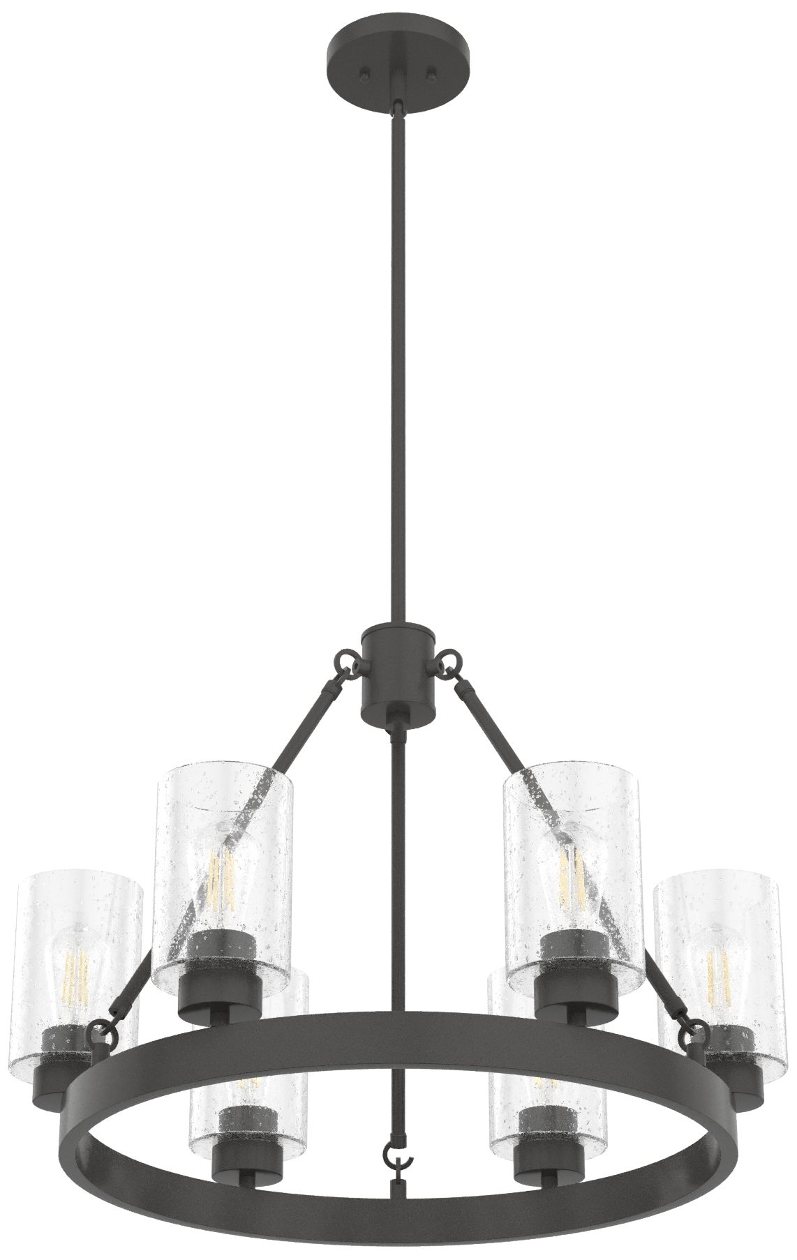 Hunter Hartland Noble Bronze with Seeded Glass 6 Light Chandelier