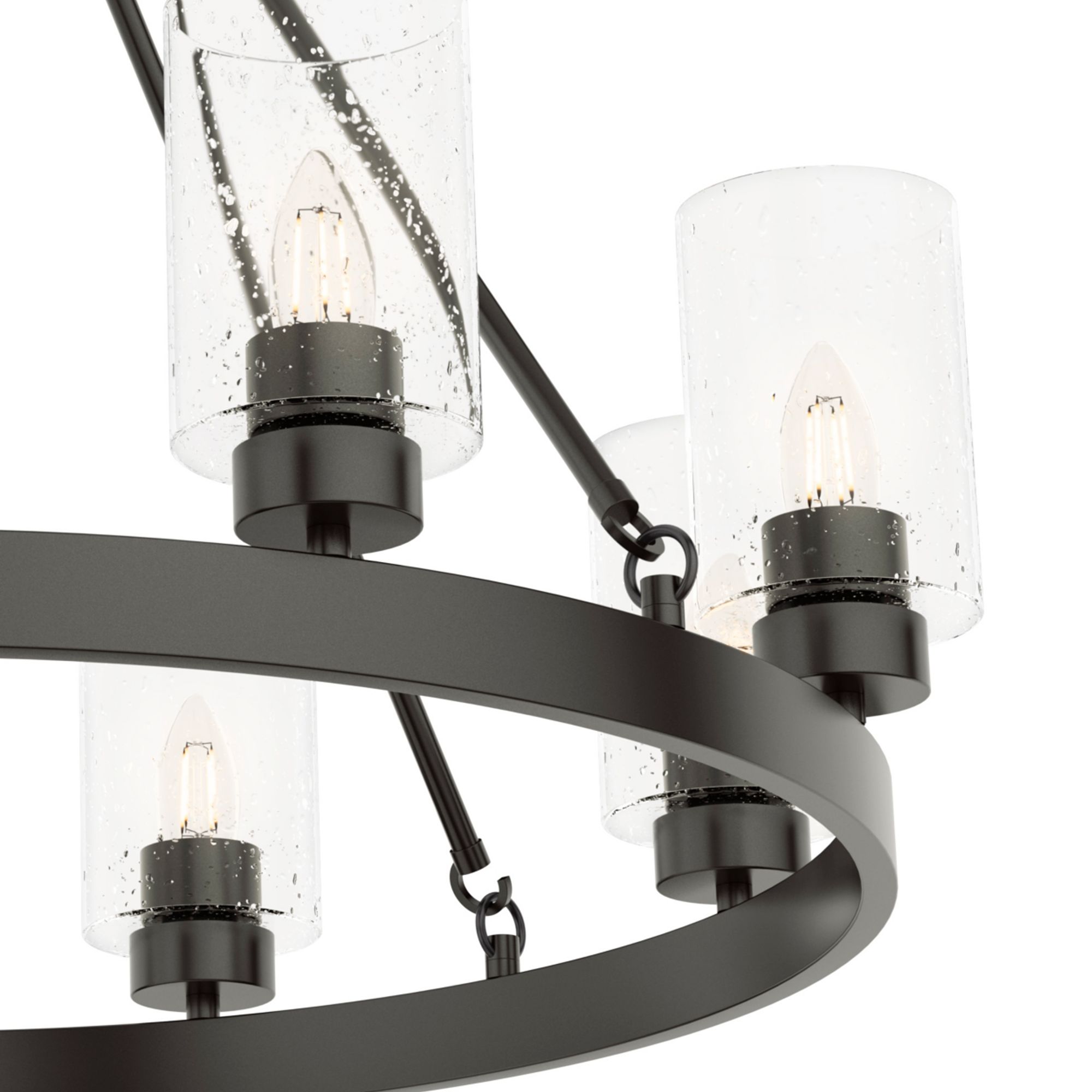 Hunter Hartland Noble Bronze with Seeded Glass 8 Light Chandelier