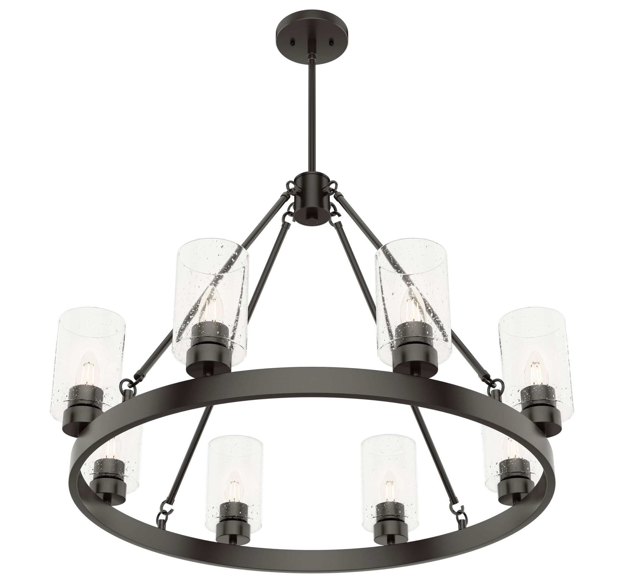 Hunter Hartland Noble Bronze with Seeded Glass 8 Light Chandelier