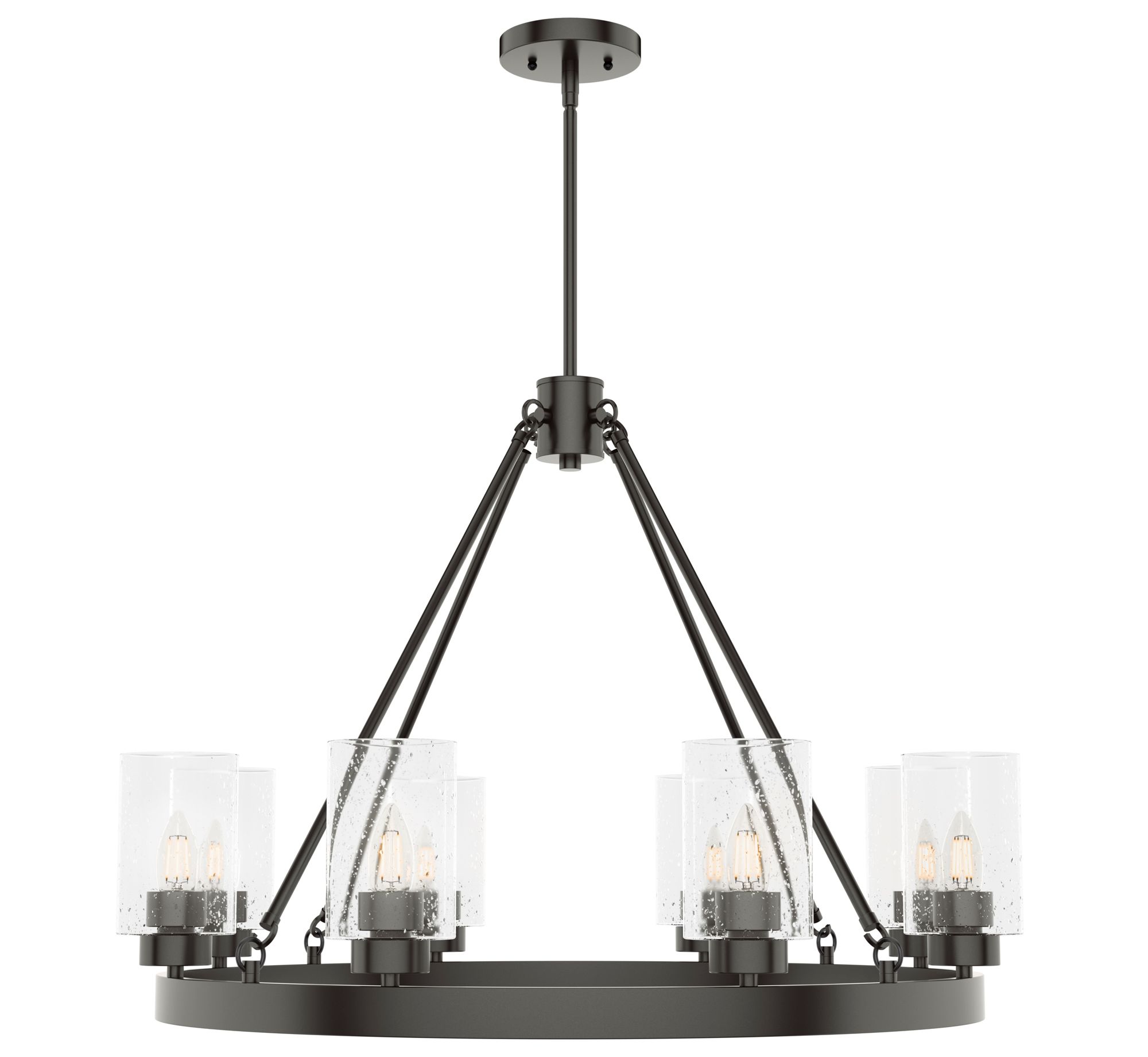 Hunter Hartland Noble Bronze with Seeded Glass 8 Light Chandelier