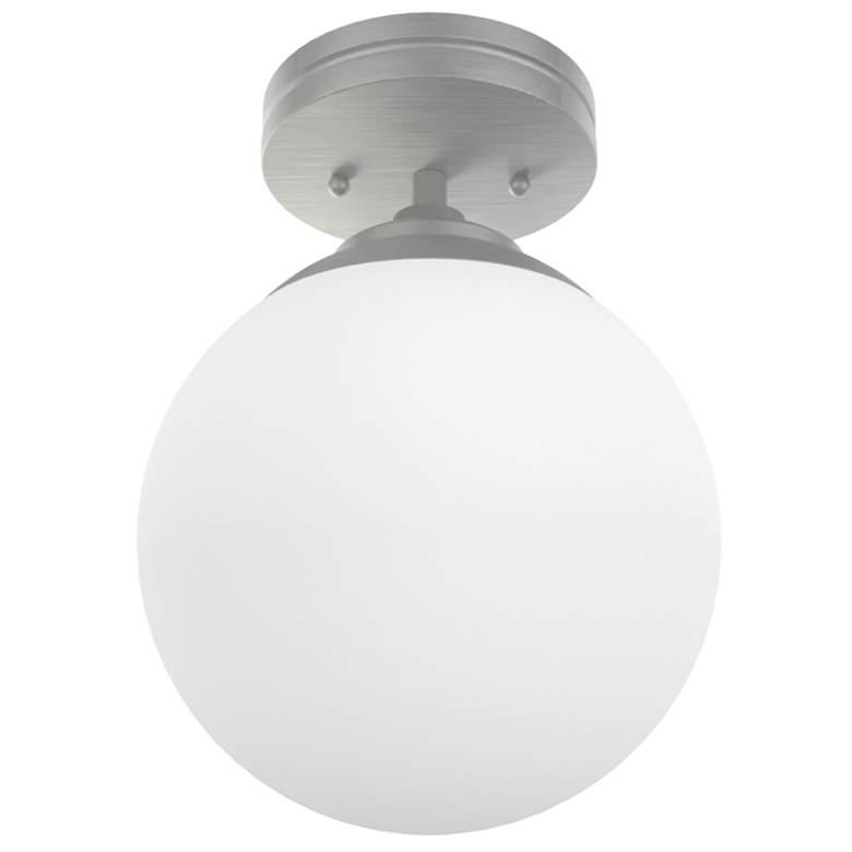 Image 1 Hunter Hepburn Brushed Nickel with Cased White Glass 1 Light Flush Mount