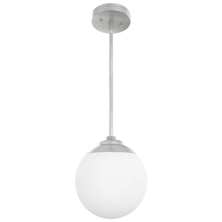 Image 1 Hunter Hepburn Brushed Nickel with Cased White Glass 1 Light Pendant