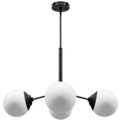 Hunter Hepburn Matte Black with Cased White Glass 4 Light Chandelier