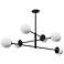 Hunter Hepburn Matte Black with Cased White Glass 6 Light Chandelier