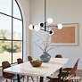 3_Hunter Hepburn Matte Black with Cased White Glass 6 Light Chandelier more views