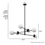 4_Hunter Hepburn Matte Black with Cased White Glass 6 Light Chandelier more views