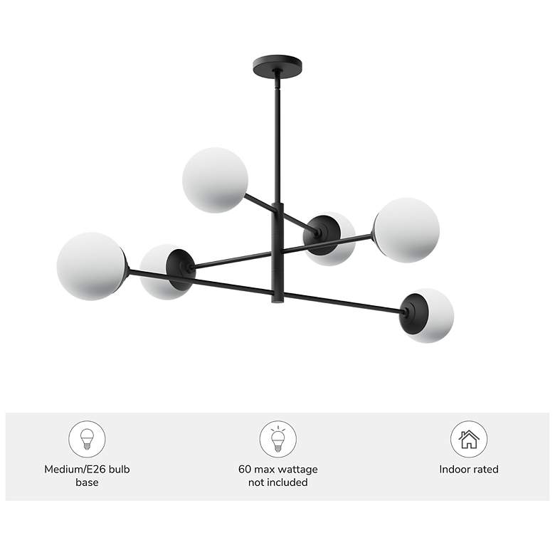 Image 5 Hunter Hepburn Matte Black with Cased White Glass 6 Light Chandelier more views