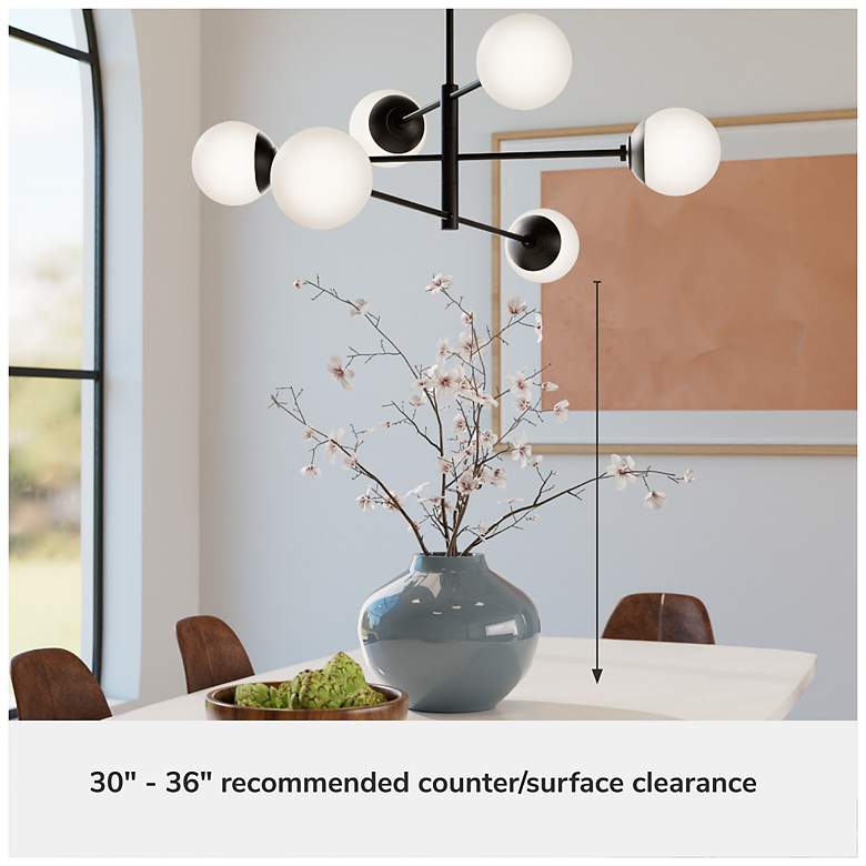 Image 7 Hunter Hepburn Matte Black with Cased White Glass 6 Light Chandelier more views