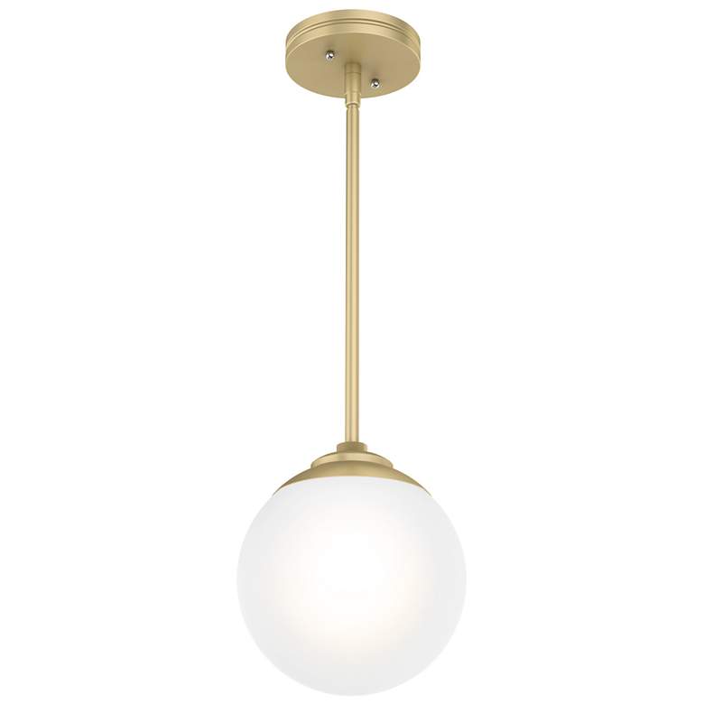 Image 1 Hunter Hepburn Painted Modern Brass with Cased White Glass 1 Light Pendant