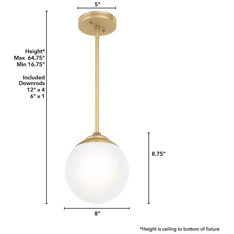 Image 2 Hunter Hepburn Painted Modern Brass with Cased White Glass 1 Light Pendant more views