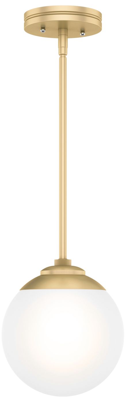 Image 4 Hunter Hepburn Painted Modern Brass with Cased White Glass 1 Light Pendant more views