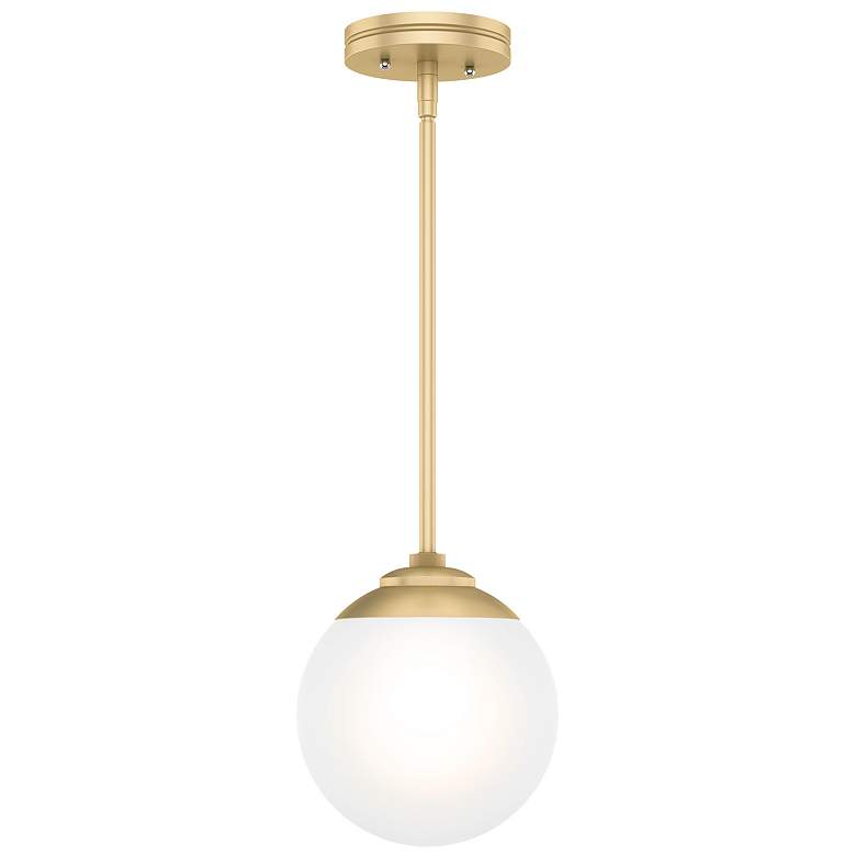 Image 4 Hunter Hepburn Painted Modern Brass with Cased White Glass 1 Light Pendant more views