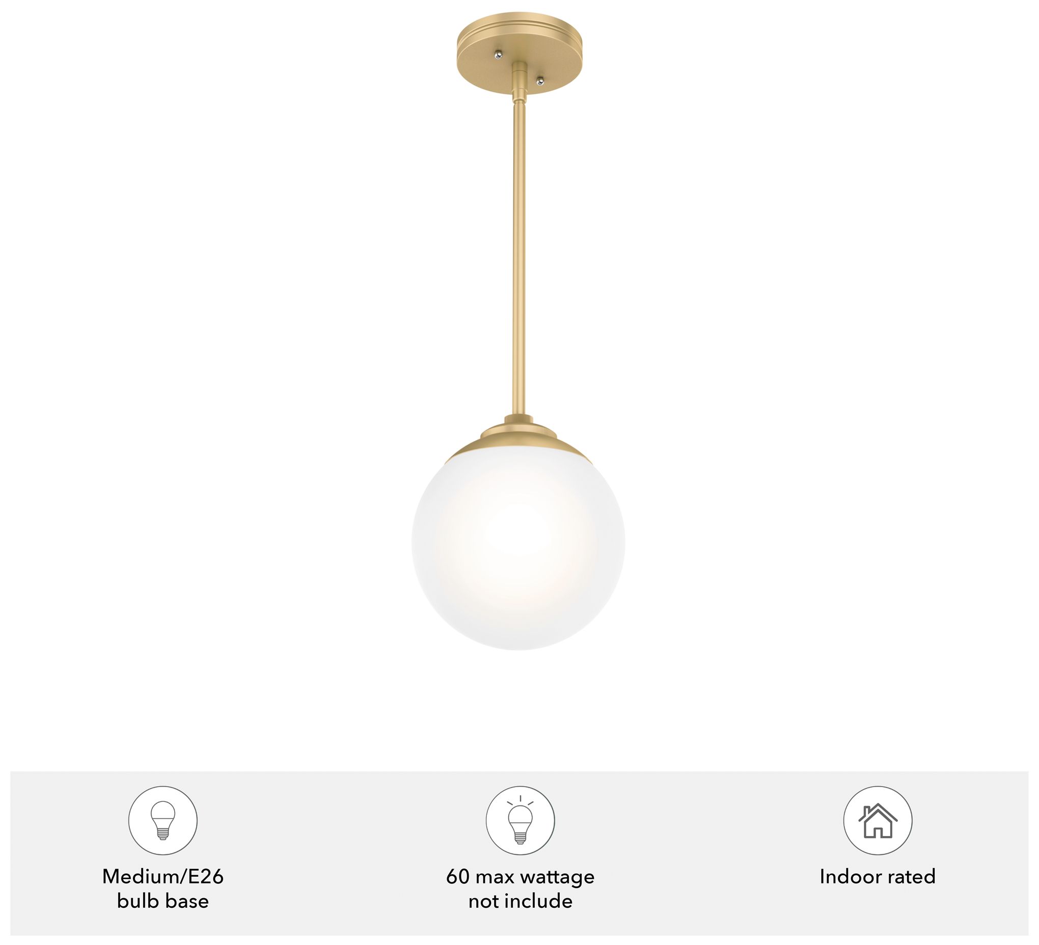 Image 5 Hunter Hepburn Painted Modern Brass with Cased White Glass 1 Light Pendant more views