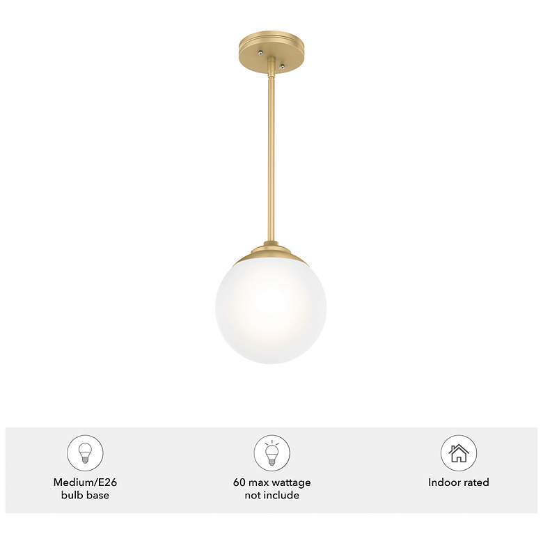 Image 5 Hunter Hepburn Painted Modern Brass with Cased White Glass 1 Light Pendant more views
