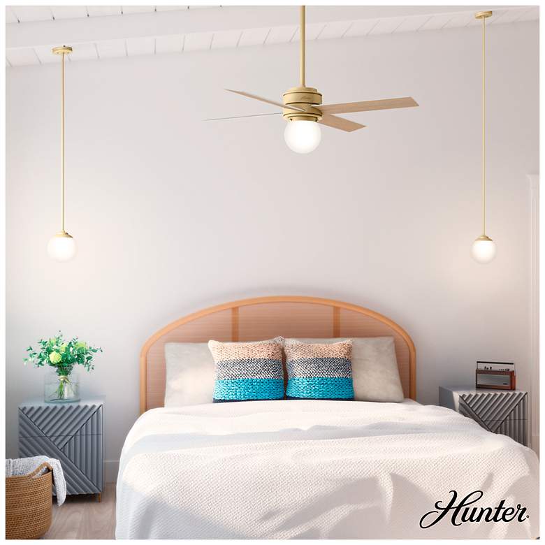 Image 7 Hunter Hepburn Painted Modern Brass with Cased White Glass 1 Light Pendant more views