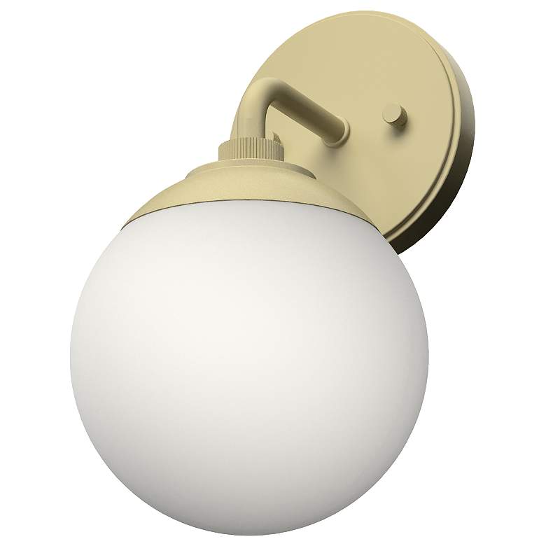 Image 1 Hunter Hepburn Painted Modern Brass with Cased White Glass 1 Light Sconce