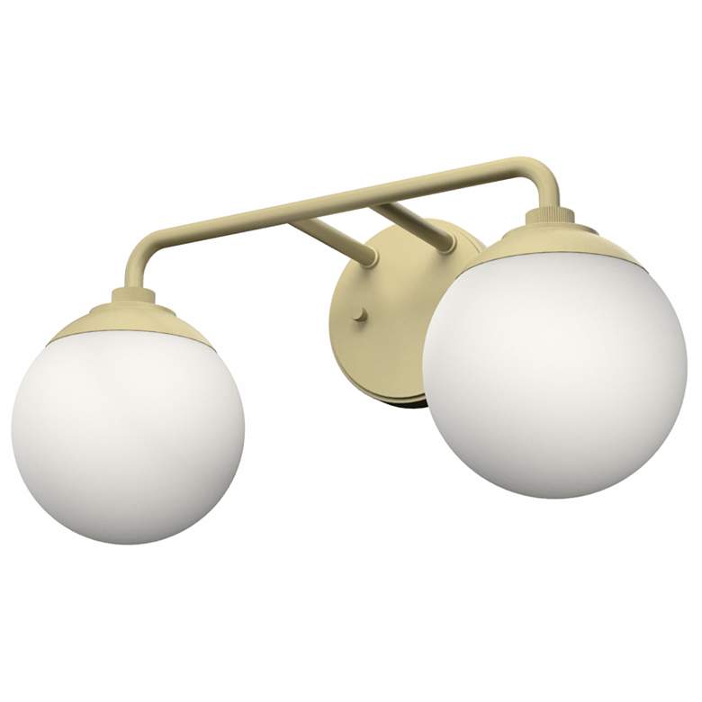 Image 1 Hunter Hepburn Painted Modern Brass with Cased White Glass 2 Light Vanity