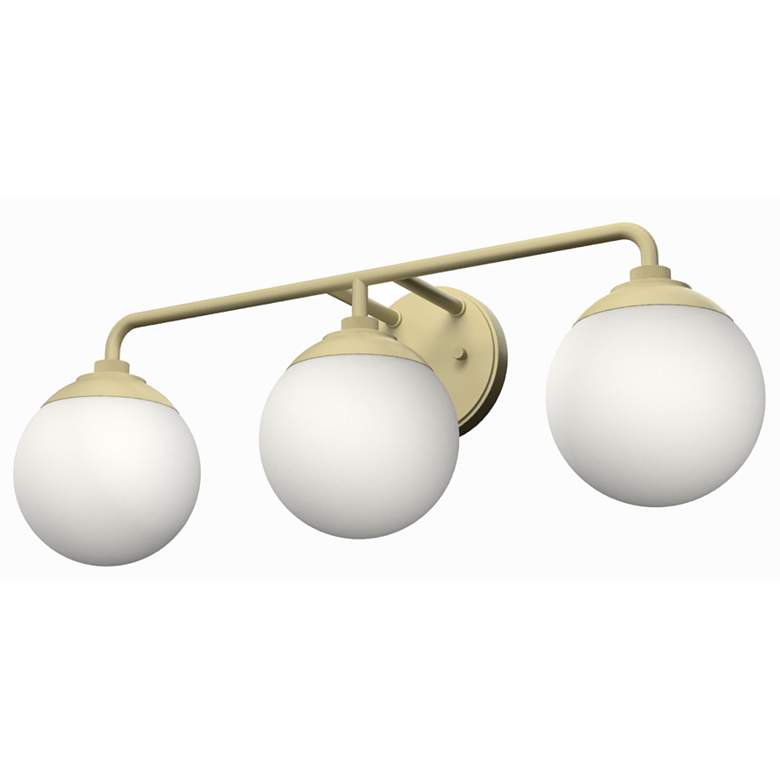 Image 1 Hunter Hepburn Painted Modern Brass with Cased White Glass 3 Light Vanity