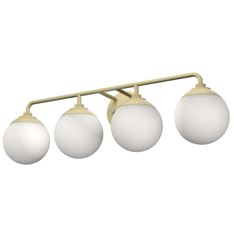 Image 1 Hunter Hepburn Painted Modern Brass with Cased White Glass 4 Light Vanity