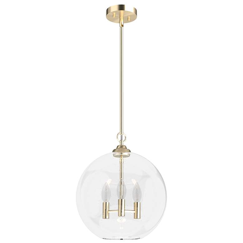 Image 1 Hunter High Oaks Alturas Gold with Seeded Glass 3 Light Pendant