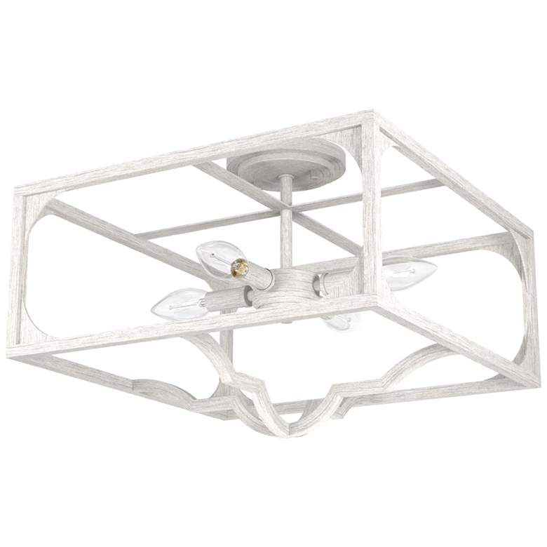 Image 1 Hunter Highland Hill Distressed White 4 Light Flush Mount