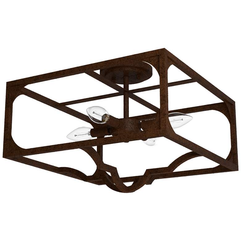 Image 1 Hunter Highland Hill Textured Rust 4 Light Flush Mount