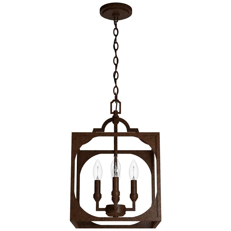 Image 1 Hunter Highland Hill Textured Rust 4 Light Pendant Ceiling Light Fixture