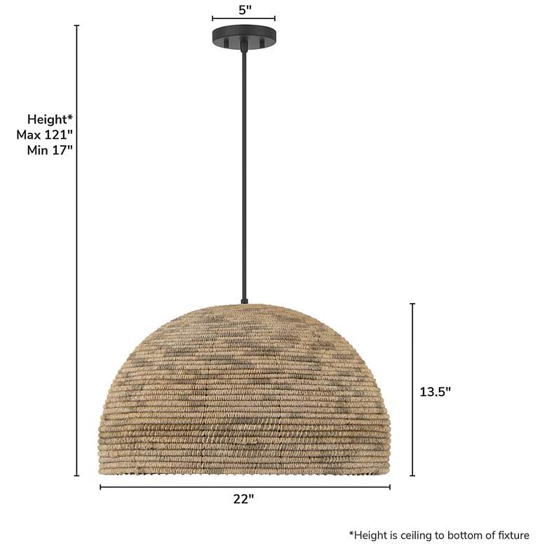 Image 4 Hunter Hillmount Matte Black 1 Light Large Pendant Ceiling Light Fixture more views