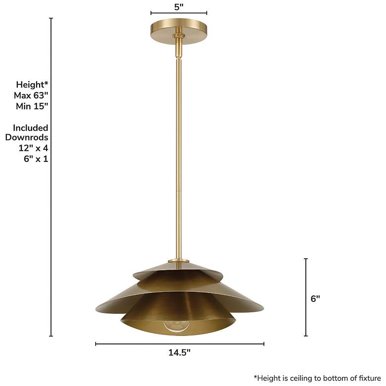 Image 4 Hunter Hiro Alturas Gold 1 Light Large Pendant Ceiling Light Fixture more views