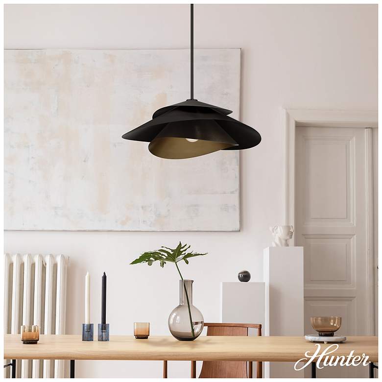 Image 3 Hunter Hiro Matte Black 1 Light Extra Large Pendant Ceiling Light Fixture more views