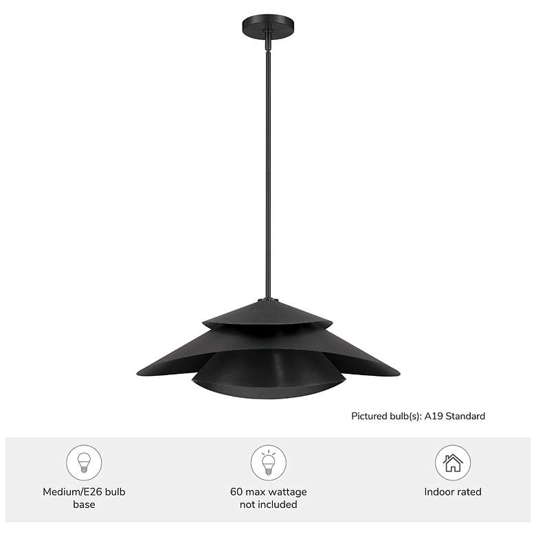 Image 5 Hunter Hiro Matte Black 1 Light Extra Large Pendant Ceiling Light Fixture more views