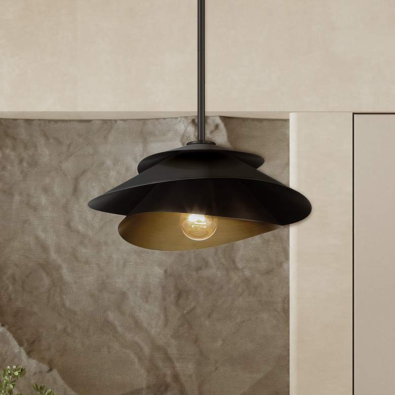 Image 1 Hunter Hiro Matte Black 1 Light Large Pendant Ceiling Light Fixture