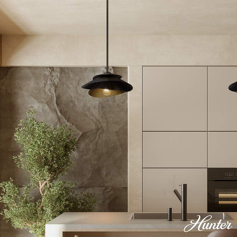 Image 3 Hunter Hiro Matte Black 1 Light Large Pendant Ceiling Light Fixture more views