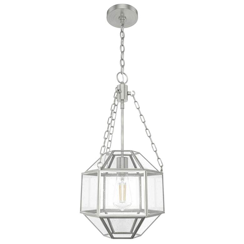 Image 2 Hunter Indria Brushed Nickel with Seeded Glass 1 Light Pendant