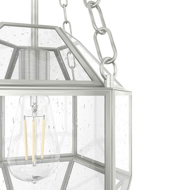 Image 4 Hunter Indria Brushed Nickel with Seeded Glass 1 Light Pendant more views