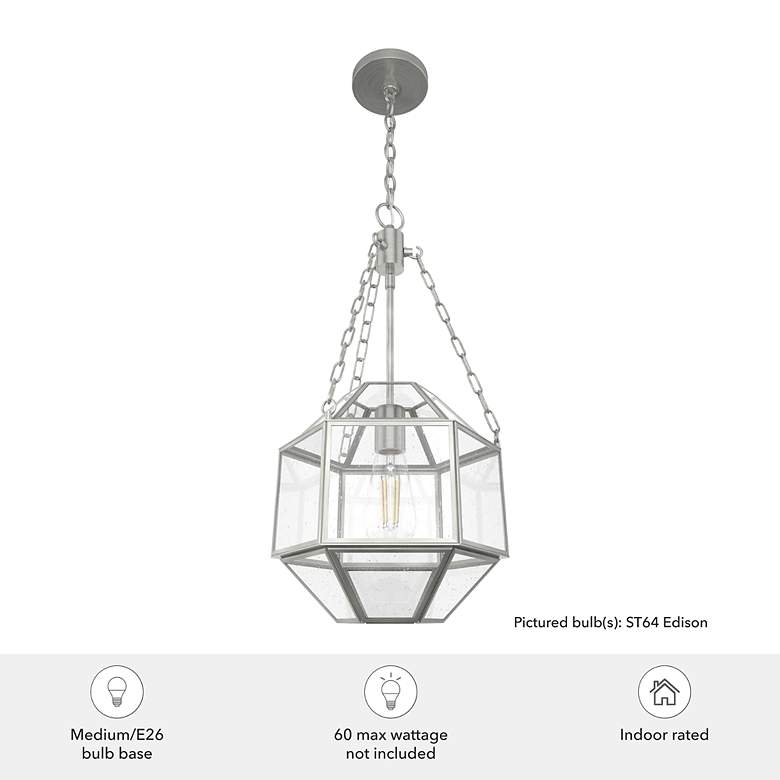 Image 5 Hunter Indria Brushed Nickel with Seeded Glass 1 Light Pendant more views