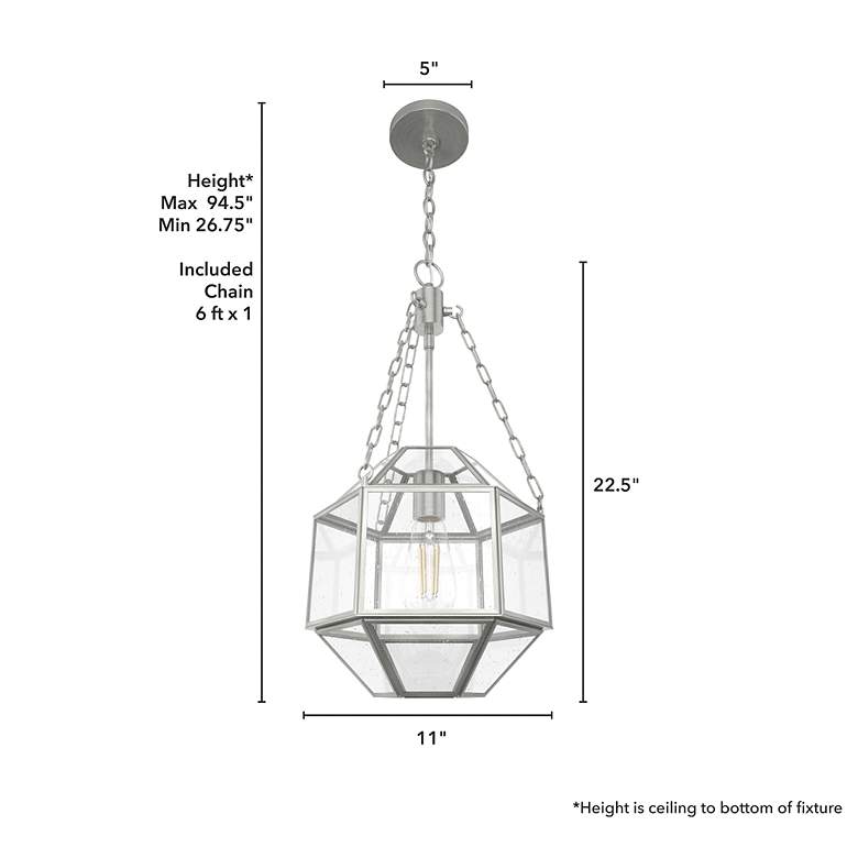 Image 6 Hunter Indria Brushed Nickel with Seeded Glass 1 Light Pendant more views