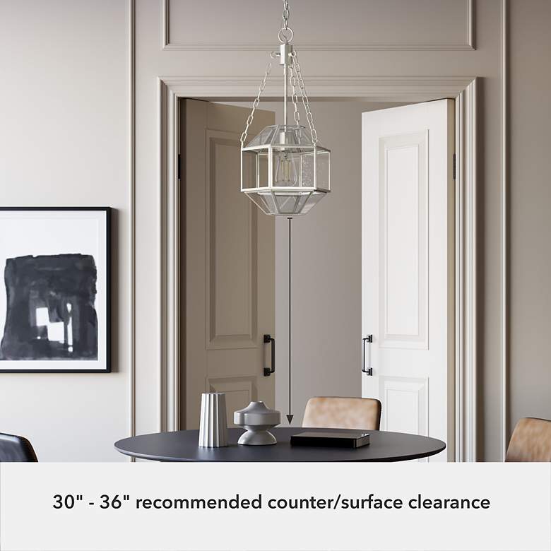 Image 7 Hunter Indria Brushed Nickel with Seeded Glass 1 Light Pendant more views